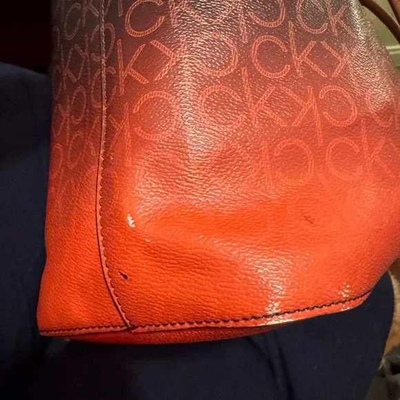 Calvin Klein monogram bucket bag *** Needs some love!! Look at pics!!!! REHAB - Picture 15 of 15